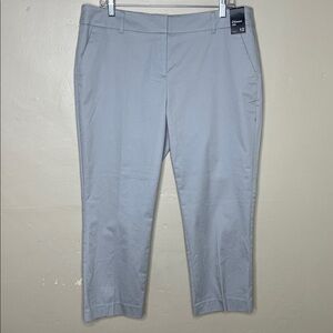 NEW YORK & COMPANY Gray Straight Leg Cotton Stretch Basic Crop Pants NWT 12